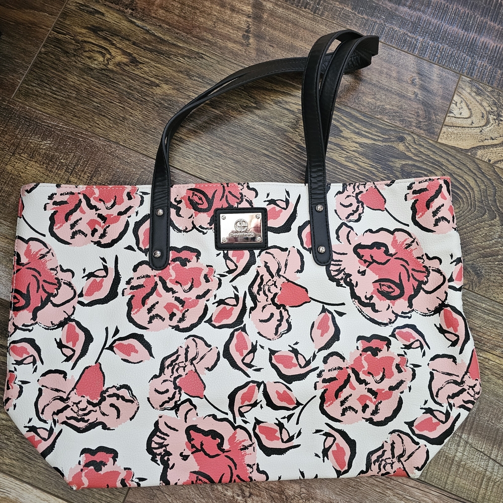 Pink and White Floral Tote Bag with Sturdy Handles